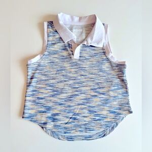 Prince Blue and White Athletic Polo Sleeveless Top for Girls, size XS (6-7)